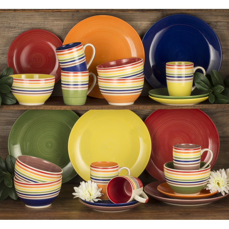 Waterside 24pc Rainbow Spinwash Dinner Set