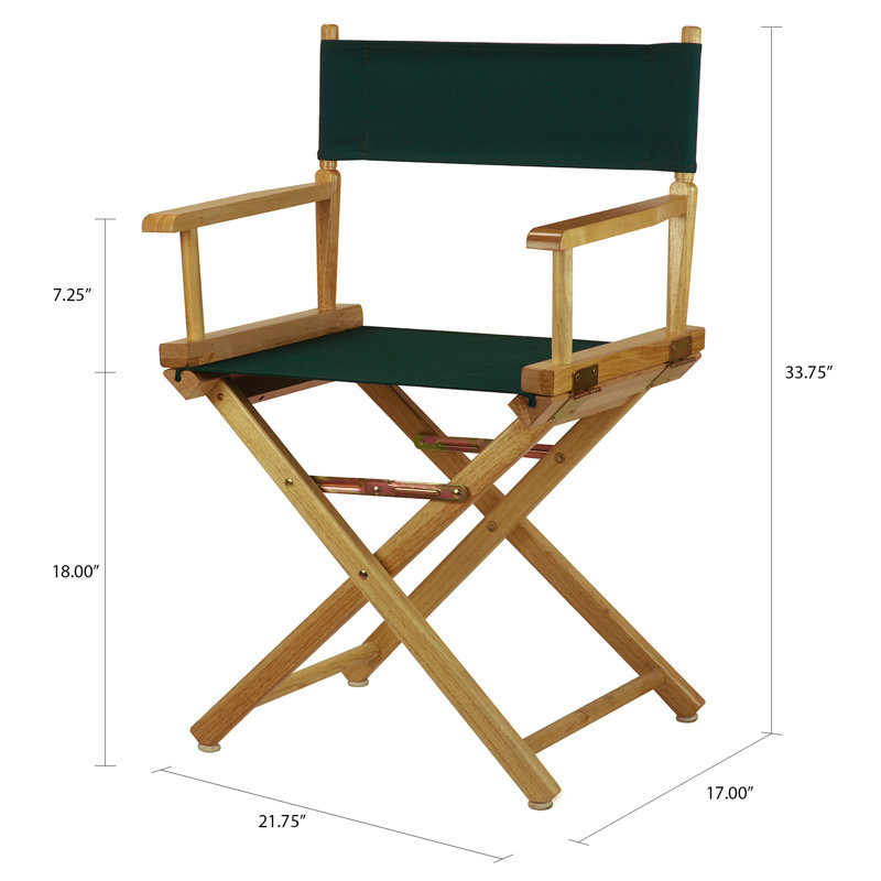 Chaise de réalisateur pliante 18 po, Naturel, Vert forêt
