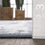 Tapis de couloir abstrait pour salon, chambre, salle à manger, couloir, bleu / ivoire-468356613
