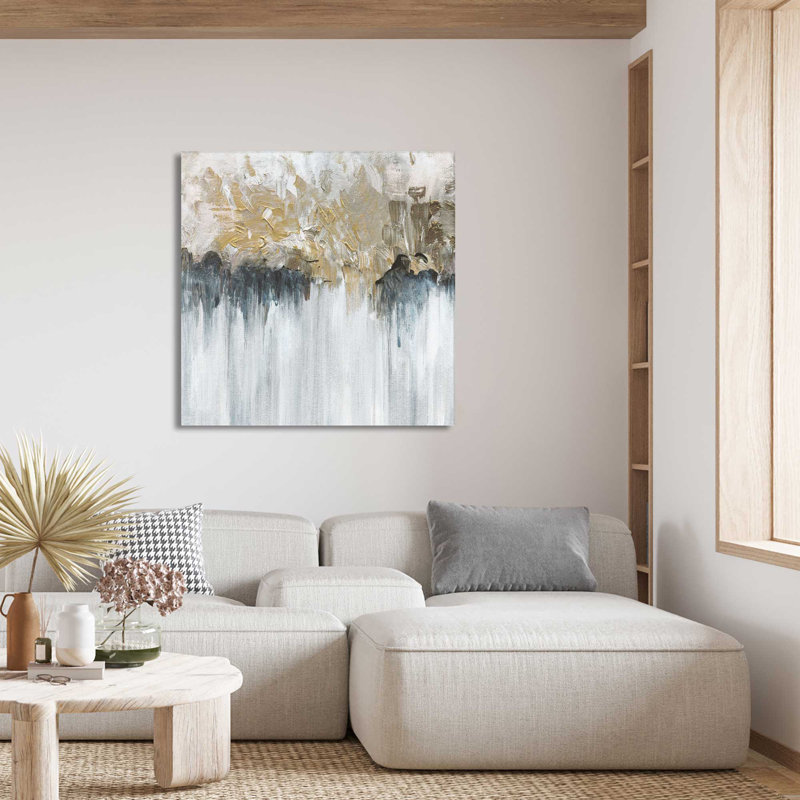 «Blue Shadows» par Susan Jill - Peinture, L 36 po x H 36 po, Toile tendue