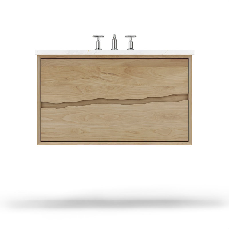 Ventura Two-Drawer Single Bath Floating Vanity, 30", American White Oak