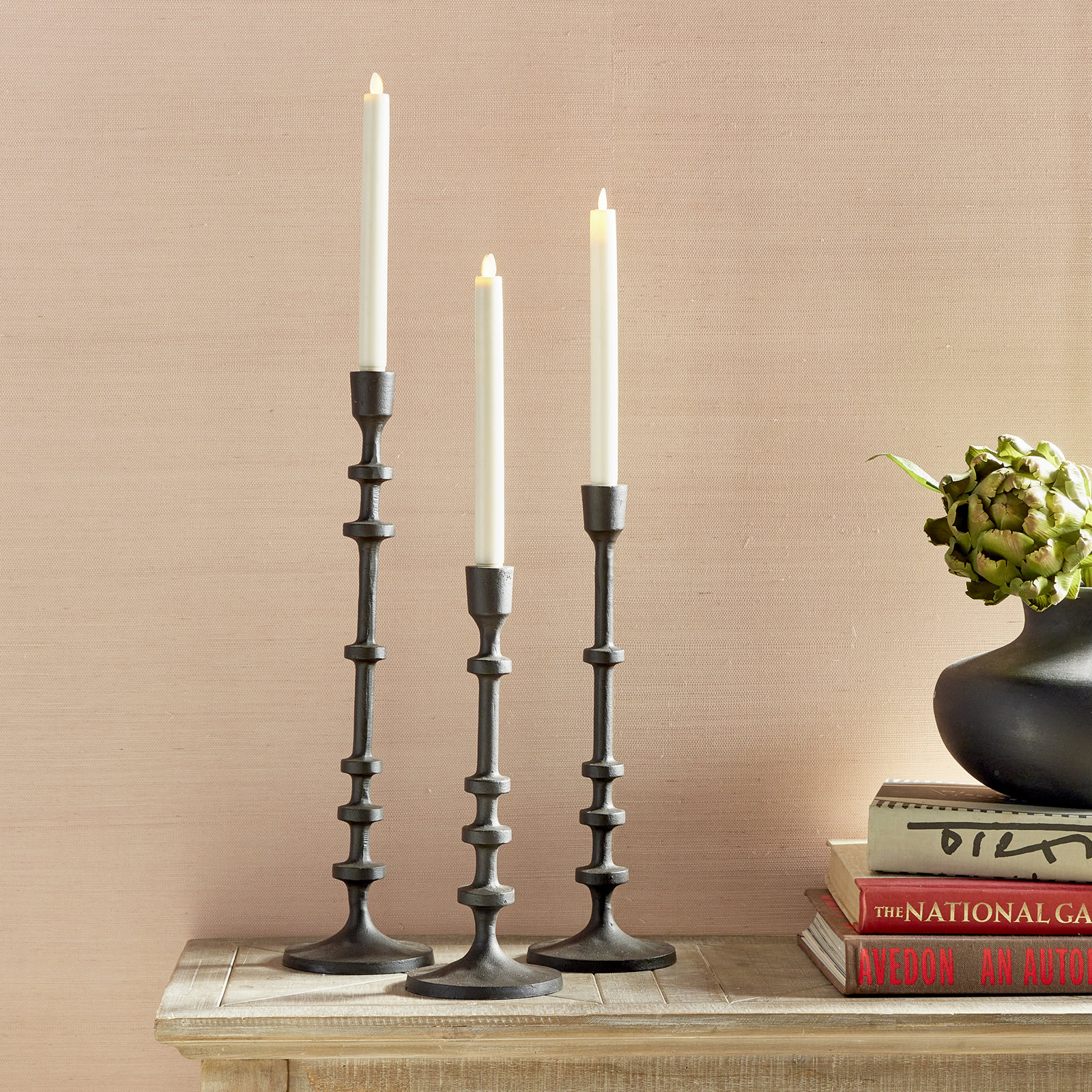 Ginny Taper Holders (Set of 3), Black