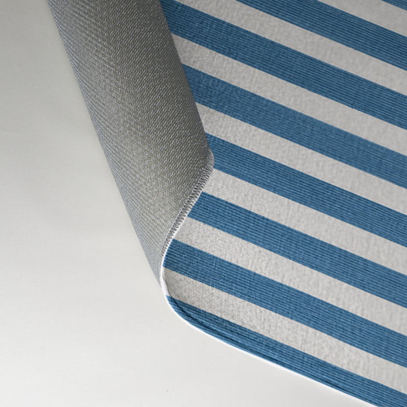 HorizontalStripes Blue Indoor and Outdoor Area Rug, Rectangle 3' x 5'