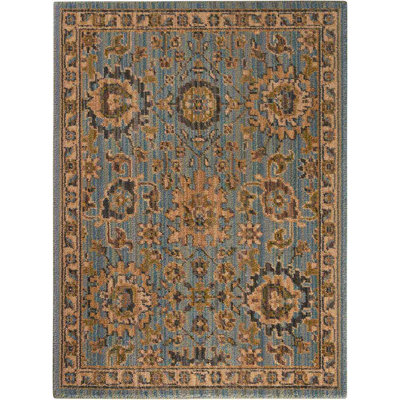 Tapis bleu clair en laine Vogan