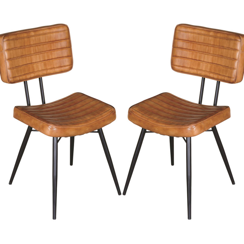 Chaises d'appoint en chameau 2 pièces avec base en métal noir - salle à manger de 2 chaises