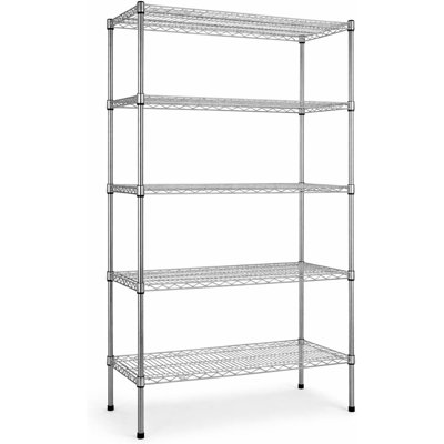 Étagère à 5 niveaux en fil métallique chromé Express KitchQuip, 91,4 cm L x 45,7 cm P x 188 cm H, certifiée NSF
