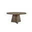 Table ronde de hauteur standard fabriquée en chêne noueux anglais, pour des soirées dansantes confortables, design ergonomique, pied central assurant la stabilité, finition chêne révélant le grain du bois, en placage.