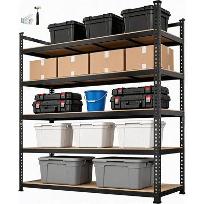 Étagère de rangement réglable en métal robuste à 5 niveaux, étagère de garage industrielle 48 x 18 x 72 po, support de rangement utilitaire pour l'entreposage, le sous-sol, la maison et le garage
