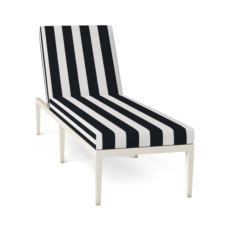 Elegante 78" Long Reclining Single Chaise with Cushions, Welt, Natural White, Elegante #97 Midnight