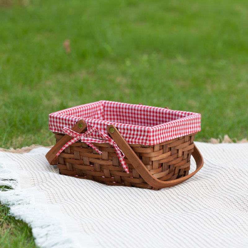 Panier rectangulaire en bois massif doublé