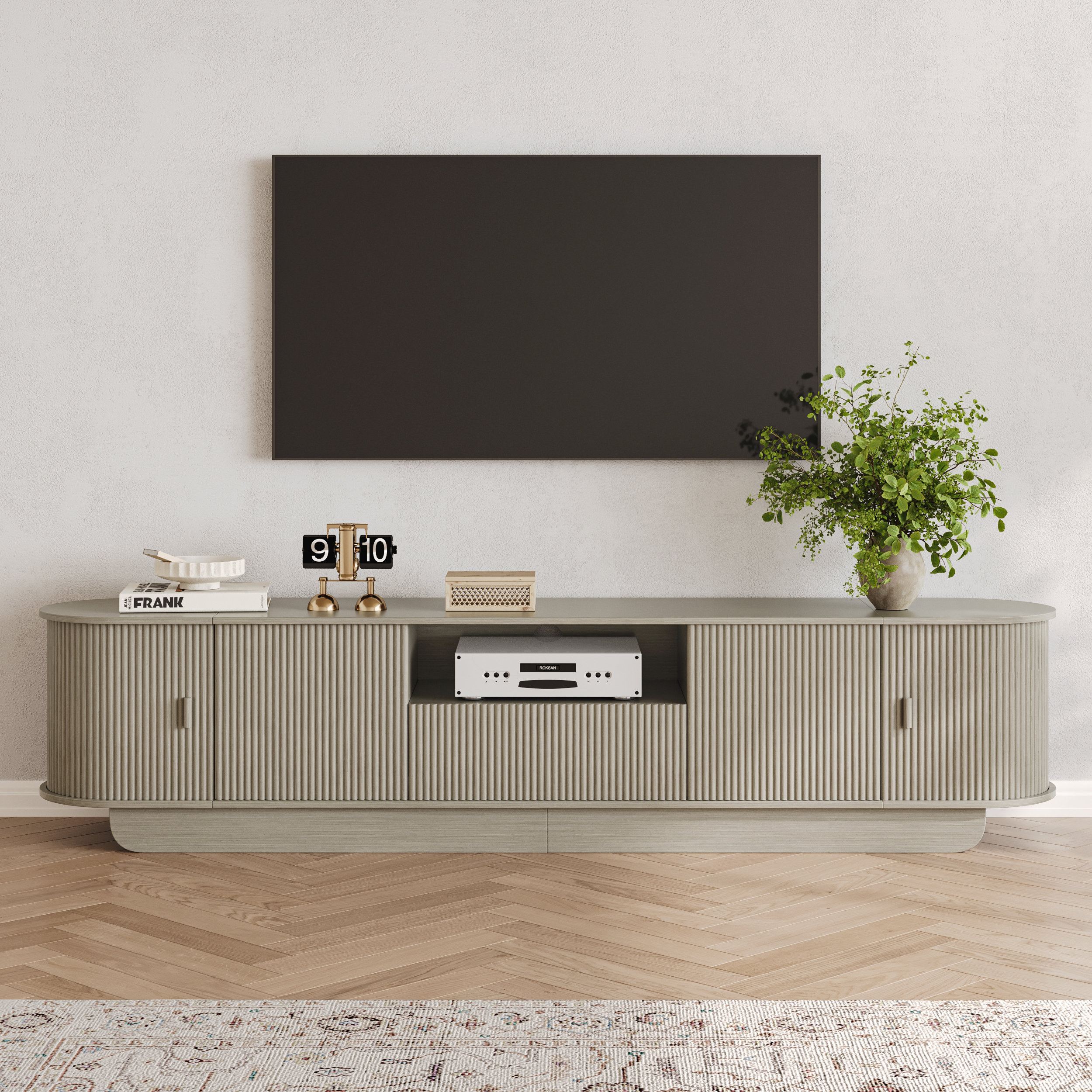 86.6" Curved Tv Stand