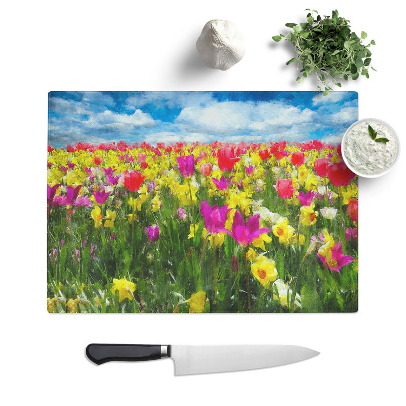 Meadow of Flowers Painting Chopping Board, 0.4cm H x 28.5cm W x 39cm L