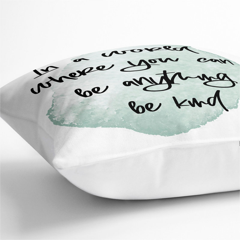 Be Kind Typography Square Throw Cushion, 40cm H x 40cm W x 15cm D, White