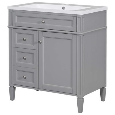 Meuble-lavabo de salle de bain 30 po avec lavabo supérieur, armoire de rangement moderne