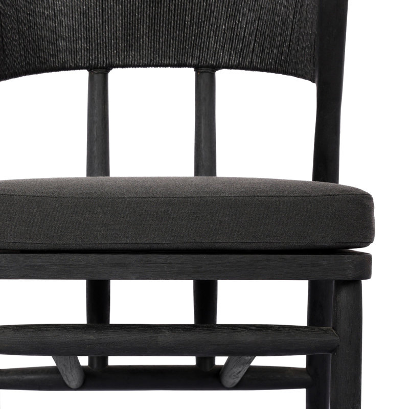 Buxton Outdoor Teak Dining Side Chair, Stained Black Teak