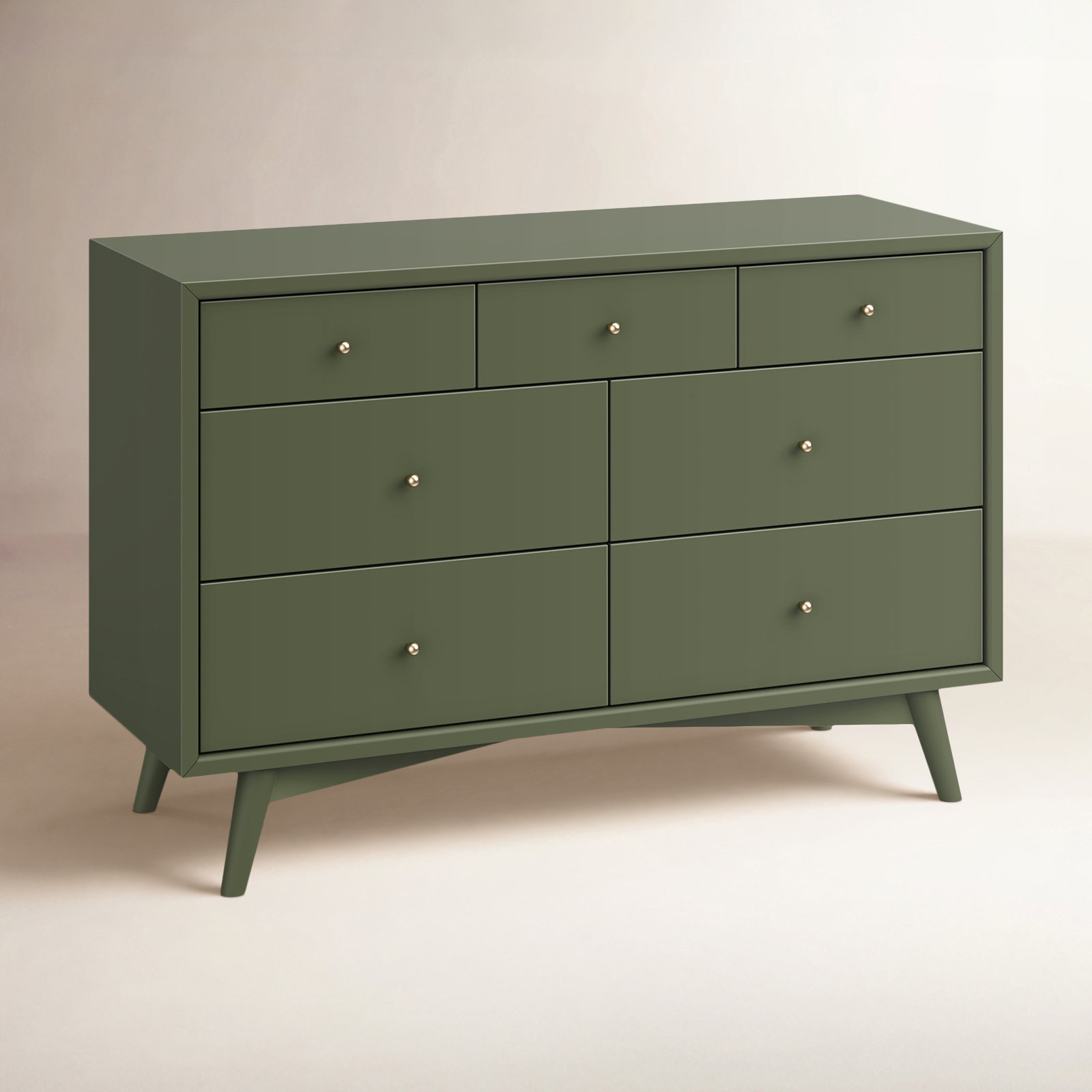 Palma 7 Drawer 53" W Double Dresser, Olive