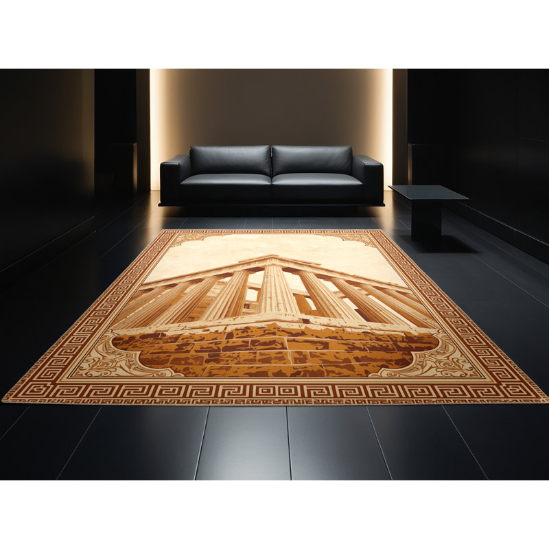 Soft Plush Luyster Classic Oriental Area Rug in Brown – Beige Binding, 5x7
