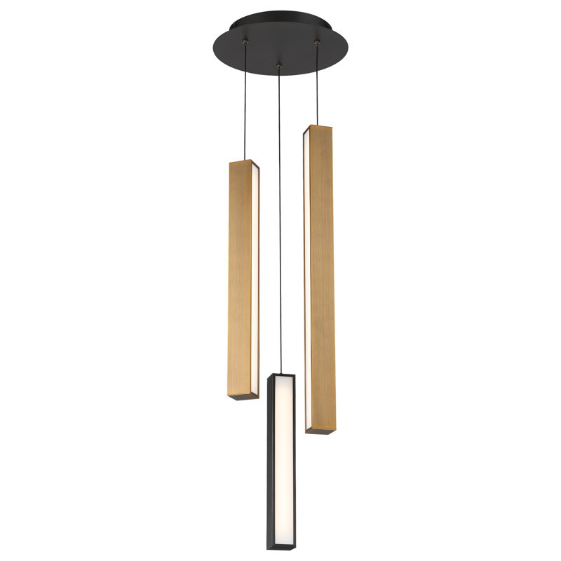 Aged Bronze & Black Aluminum LED Cluster Pendant - Modern Indoor/Outdoor Lighting