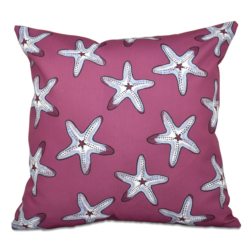 Beach Vacation Pillow Cover & Insert, 16" H x 16" W, Purple/Blue