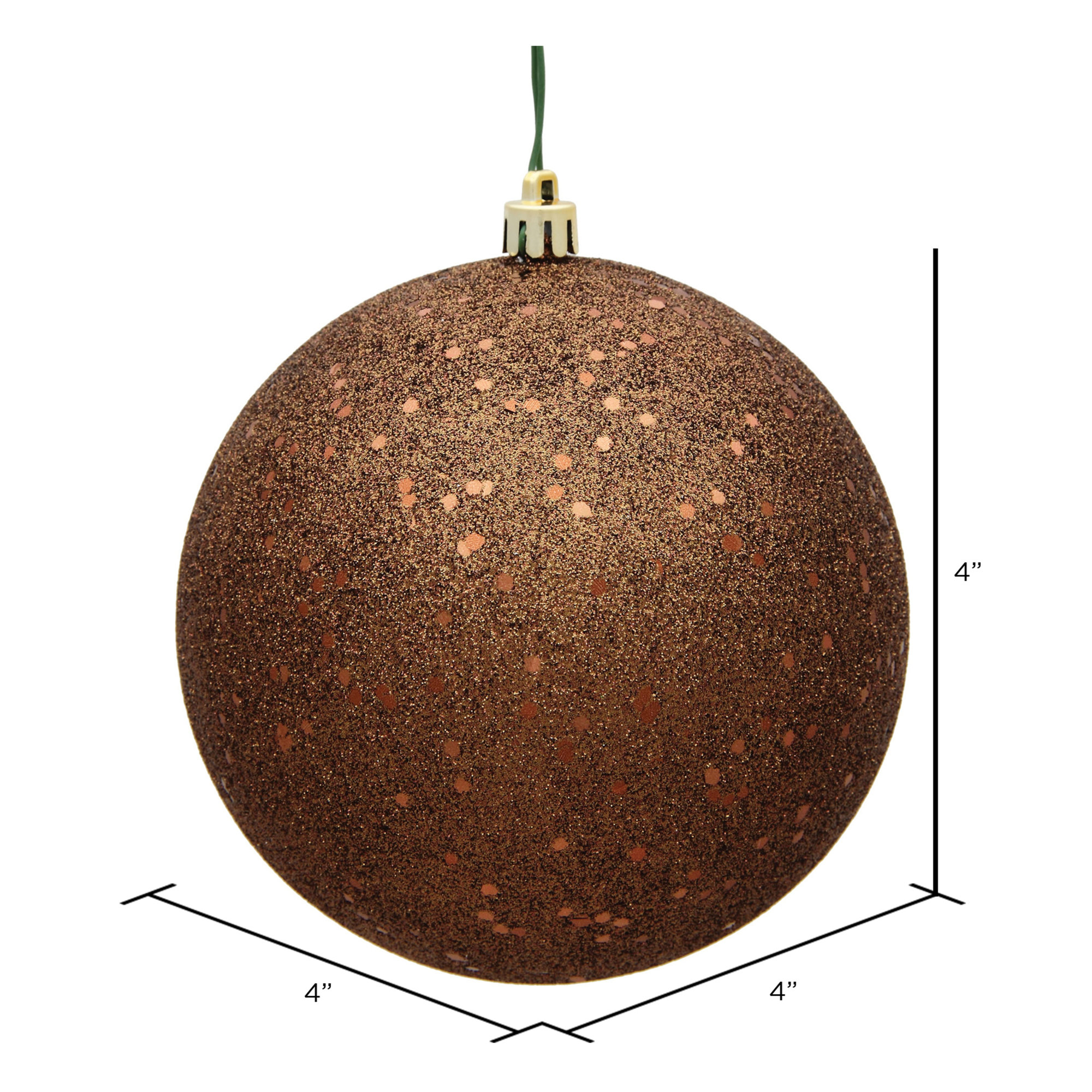 Holiday Décor Ball Ornament, Mocha Sequin, 4" H x 4" W x 4" D