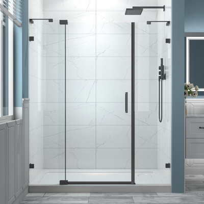 56" - 60" W X 70" H Pivot Frameless Shower Door With 5/16" Clear Tempered Glass
