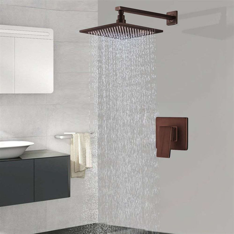Rivera Dark Oil Rubbed Bronze LED Rain Shower with Wall Jets and Mixer Valve, Dark Oil Rubbed Bronze, 2" H x 12" W