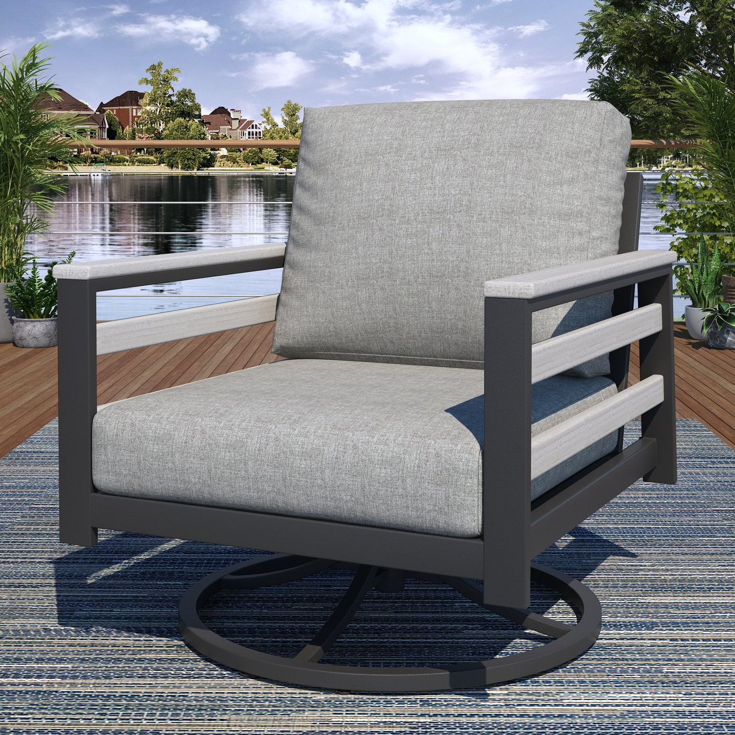Townsend 7 - Person Patio Conversation Set with Sunbrella® Cushions, Canvas Granite Sunbrella® Canvas