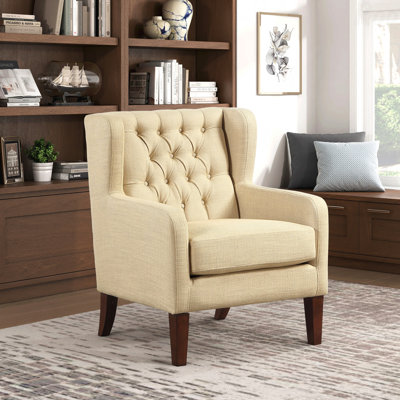 Chaise d'appoint - Design classique dans les bureaux élégants avec dossier à oreilles et rembourrage moelleux à boutons capitonnés