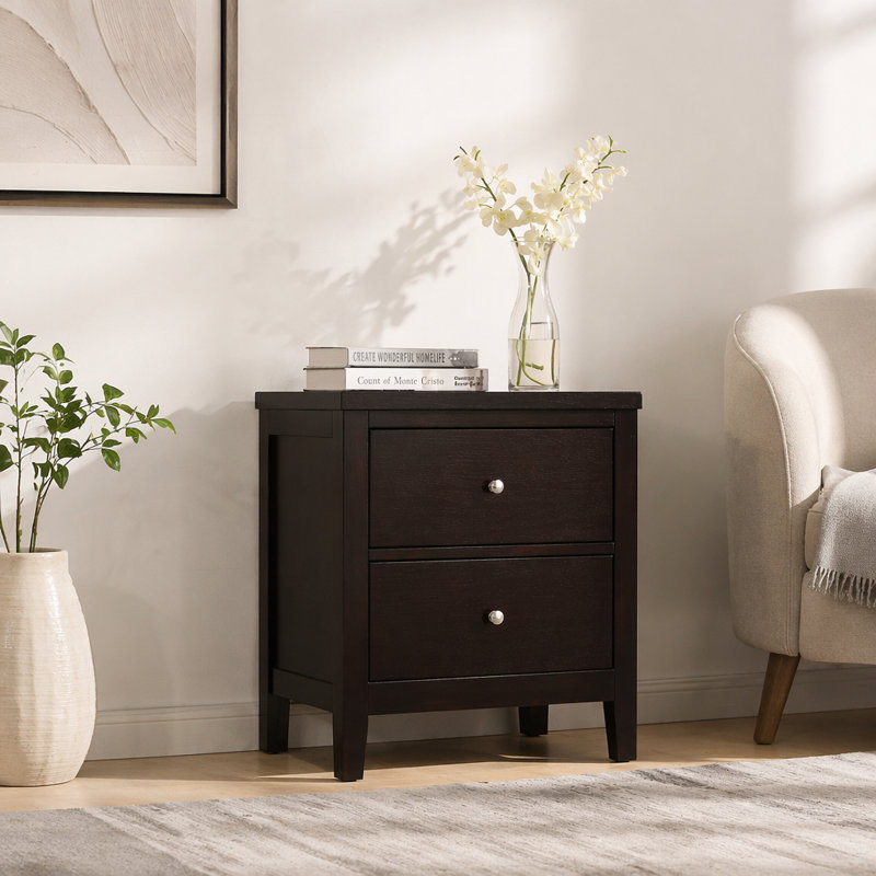 Garrett Cappuccino 2-Drawer Rectangular Nightstand