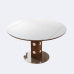 Table de salle à manger à rallonge ronde de 47,2 pouces, plateau en pierre frittée blanche avec colonne centrale en noyer, table de salle à manger pour 4 à 6 personnes, assemblage facile, idéal pour les petits appartements