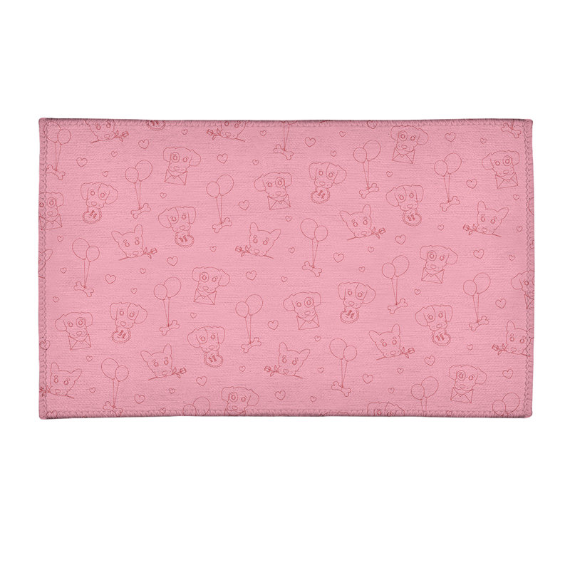 Tapis zone rose fait main, Rectangle 2 pi x 3 pi