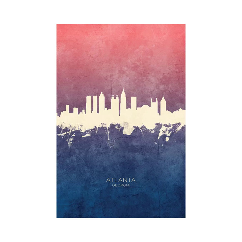 Atlanta Georgia Skyline Blue Rose by Michael Tompsett - Wrapped Canvas Print, 101.6 cm H x 66.04 cm W x 1.91 cm D