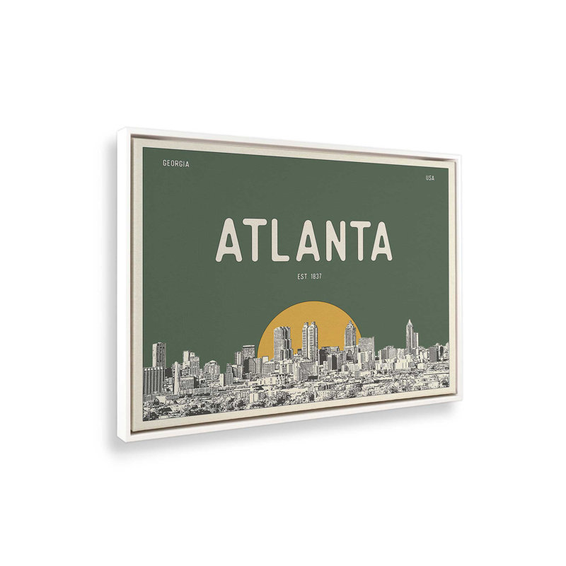 «Atlanta Skyline» par Deny Designs, reproduction d'art, 30 x 40, Blanc, Toile avec cadre