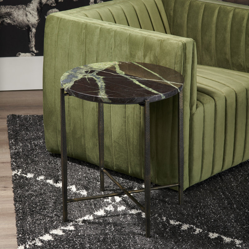 Round Green Marble Accent_End Table