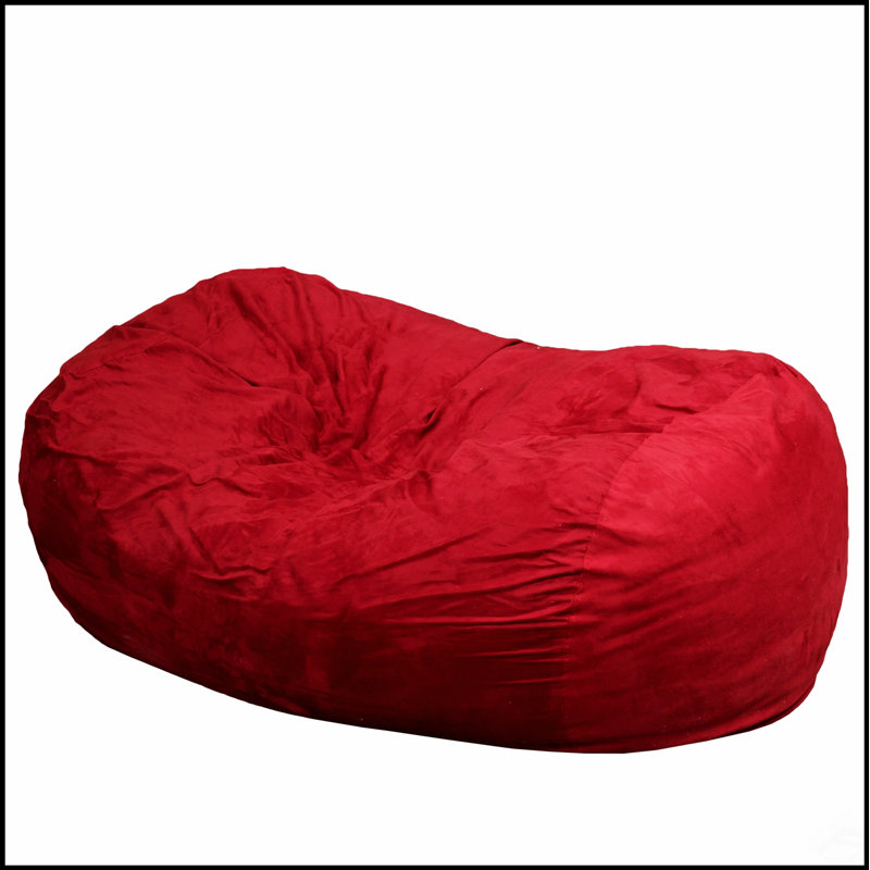 Firefly 6.5 Foot Suede Cylindrical Bean Bag, Red, Soft And Luxurious For Ultimate Comfort And Style