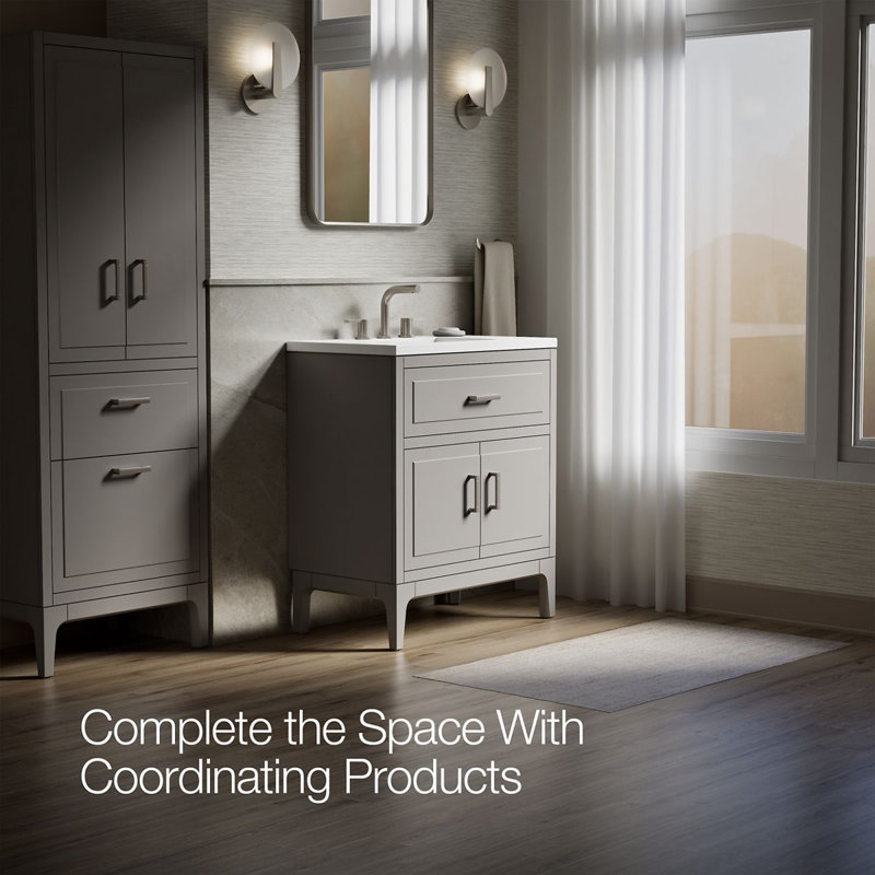 Seer 24" Freestanding Single Bathroom Vanity Cabinet with Sink and Quartz Top, Mohair Gray, 30"