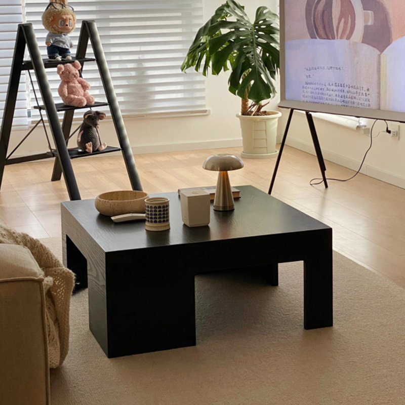 Modern style solid wood black coffee table., 13.7" H x 31.5" L x 31.5" W