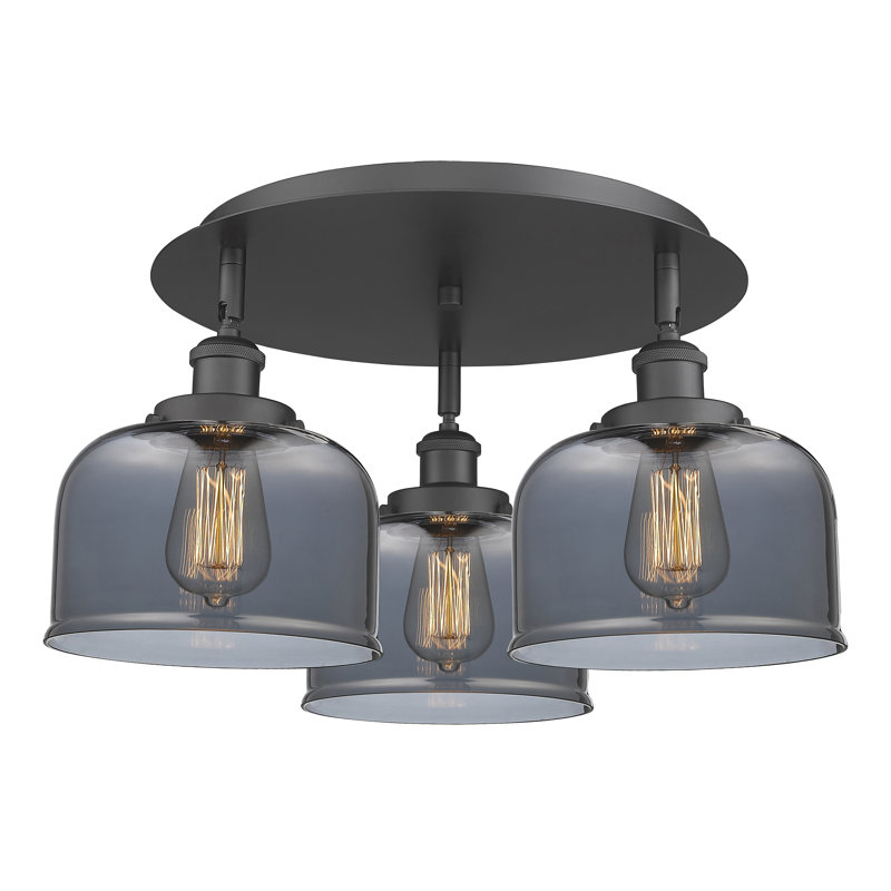 Plafonnier Bell, Plaqué couleur fumée, Noir mat