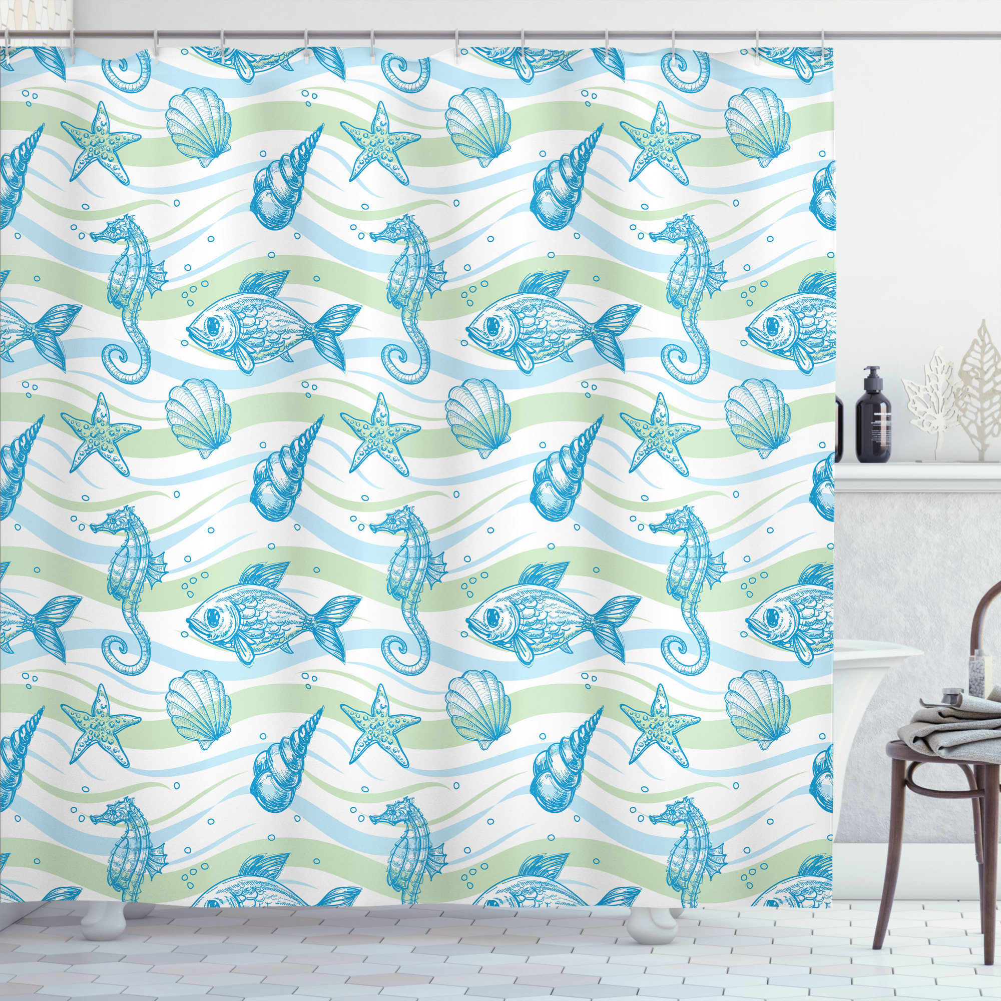 Rideau De Douche étoile De Mer 80 X 180 Cm Avec Crochets | Leroy Merlin