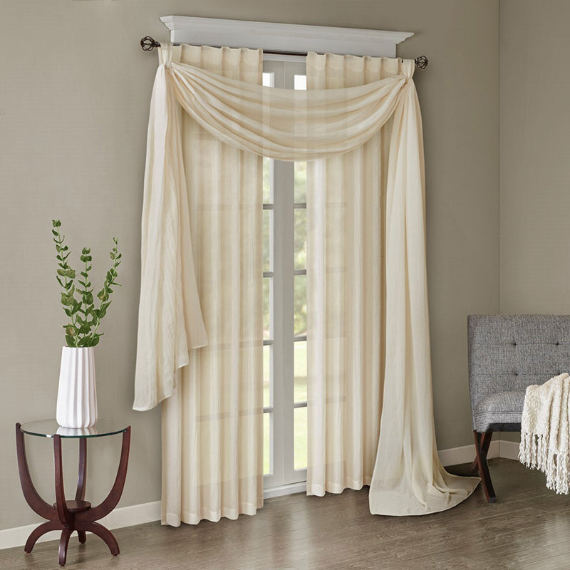 Solid Crushed Scarf Sheer, Cream