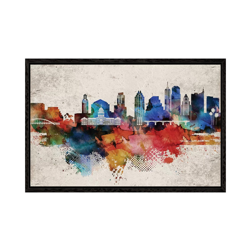Austin Abstract - Print on Canvas, Black Framed, 101.6cm H x 152.4cm W x 3.81cm D