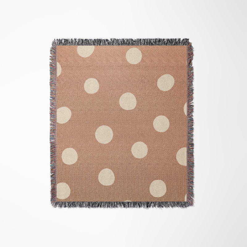 Couverture 100% coton à pois Leonore, 60 po x 80 po - Grand, Sarcelle / Beige