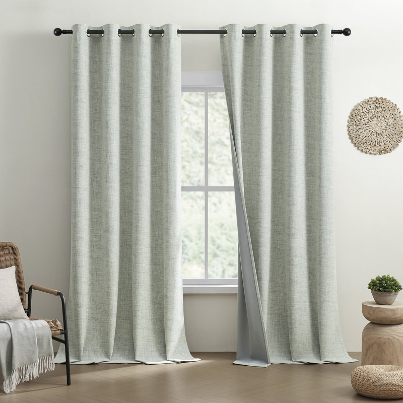 Leming 100% Polyester Burlap Blackout Curtains for Bedroom Grommets Curtains 2 Panels Set, Sage Green, 52" W x 72" L