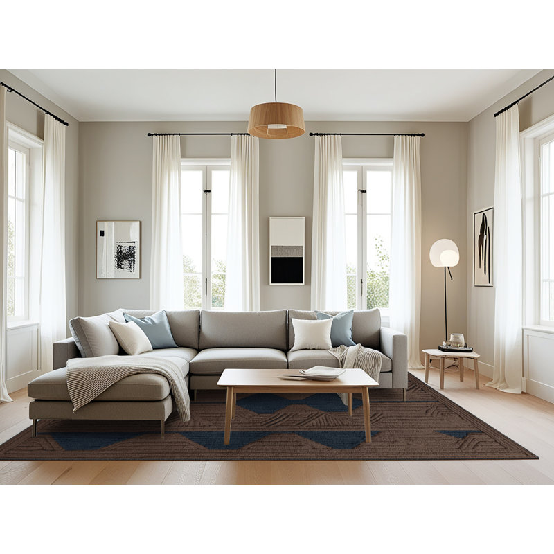 Tapis brun treillis lavable à la machine, Rectangulaire 8 pi x 12 pi