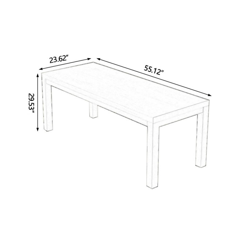Bureaux rectangulaires en bois massif Burlywood, H 29,53 po x l 55,12 po x P 23,62 po