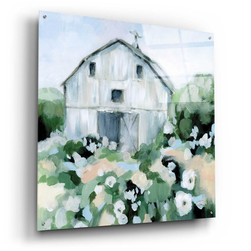 «Summer Barn» par Katrina Pete - peinture sans cadre, H 36 po x l 36 po x P 0,2 po