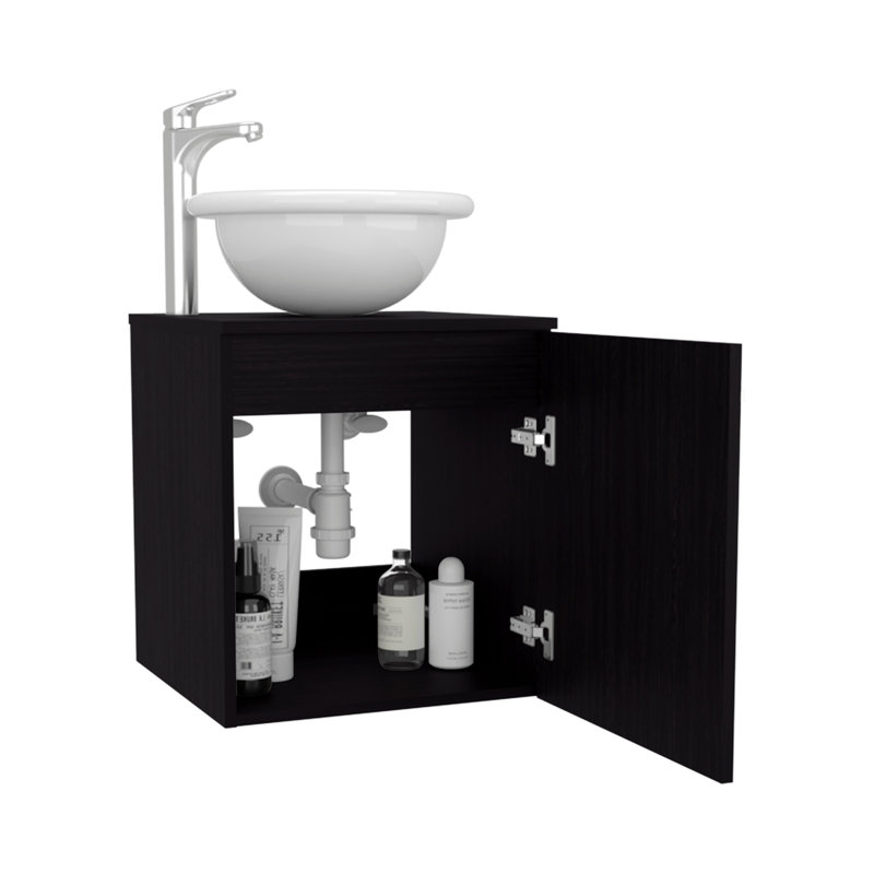 Meuble-lavabo à une porte Clyde, Noir