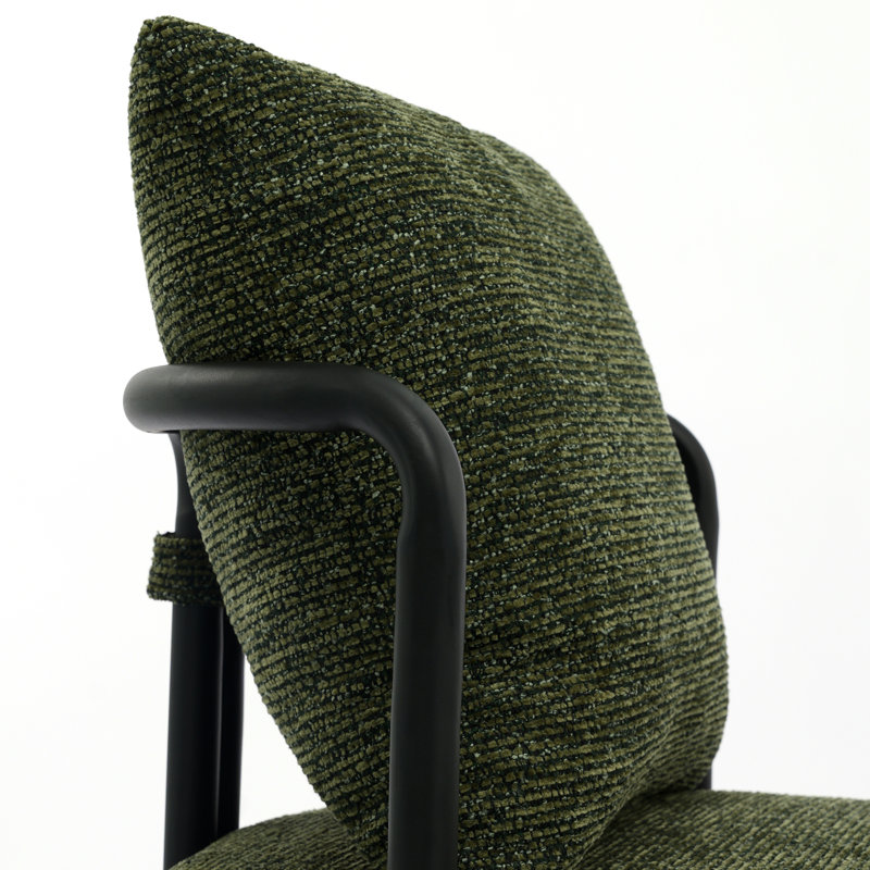 26'' Chenille Counter Stools With Backrest & Metal Frame, Modern Upholstered Bar Chairs For Kitchen Island, 4, Green