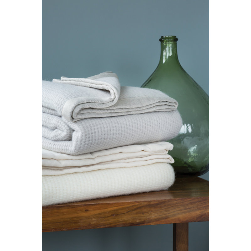  Lightweight Waffle Weave Wool Blanket, Natural, Twin