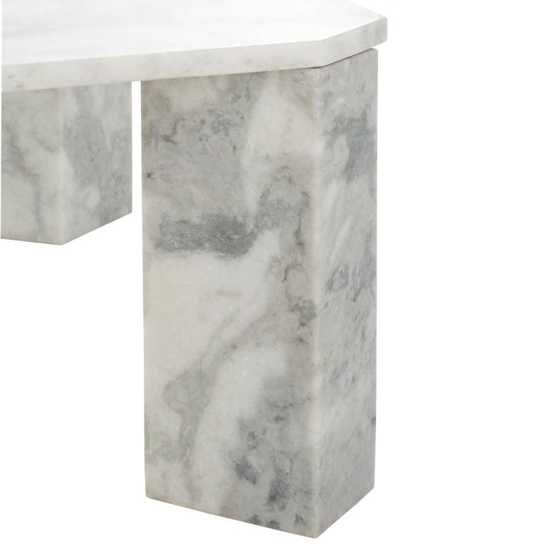 Ghislaine Marble Top Single Coffee Table, White/Gray